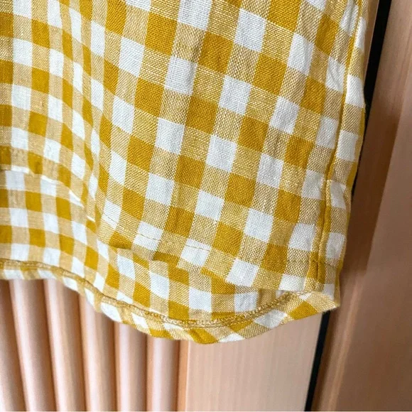 Pyne & Smith Blouse No.14 Linen T-shirt yellow gingham check - Picture 3 of 7